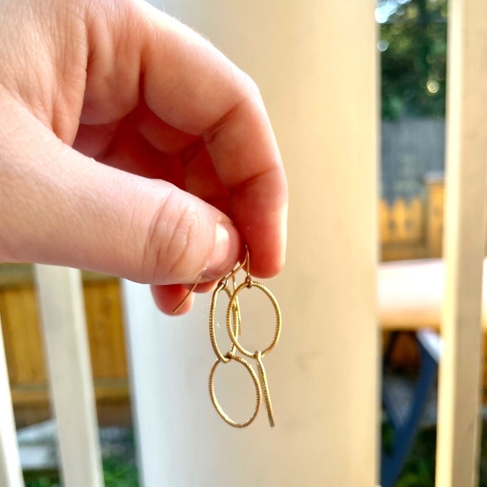 Gold Fill Oval Drop Earrings - Picture 9 of 12